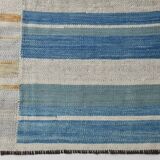 8x12 Light Blue & Off White Large Kilim Rug, 260x361Cm