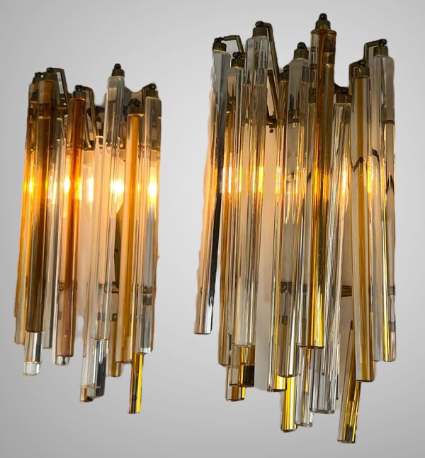 Paire d'appliques en cristal dit ''cascade '' vintage murano par Paolo Venini