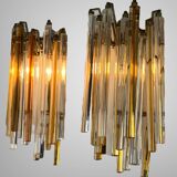 Pair of crystal sconces called "cascade" vintage murano by paolo venini
