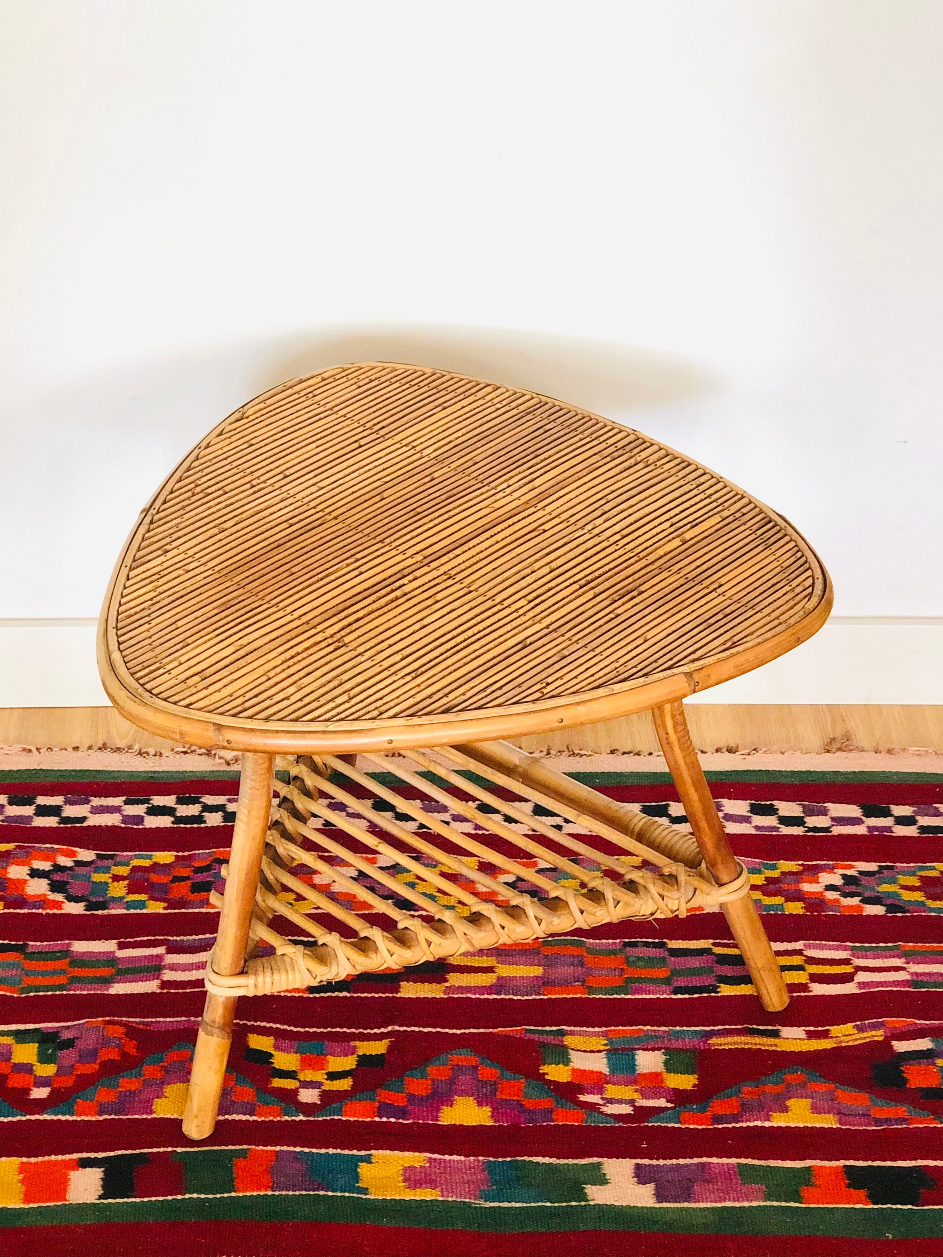 Coffee table, rattan and bamboo