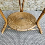 Rattan coffee table, tripod, with double top, 1960s