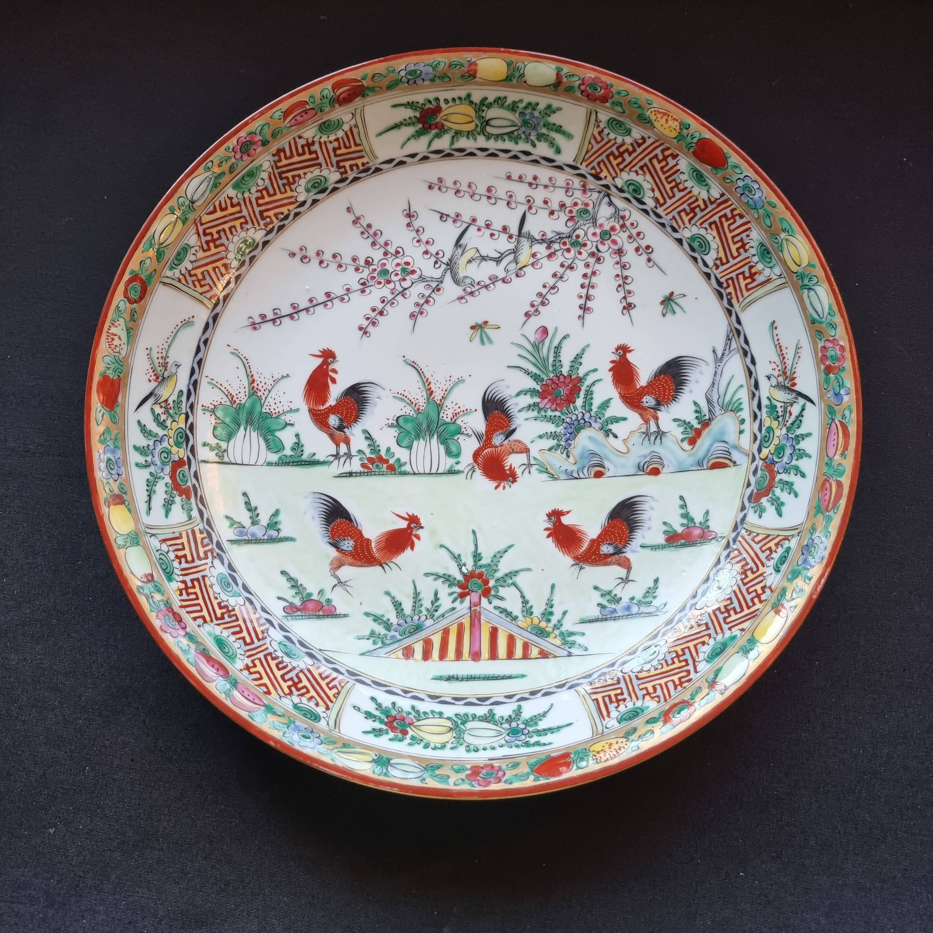 Large soup plate in Macao porcelain (1971), authentic wine piece