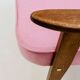 Vintage pink armchair in pastel wool fabric, oak wood.