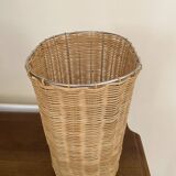 Woven straw and metal basket