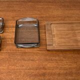 Mid-Century Danish Teak Cabaret Trays with Holmegaard Glasses, 1960s, Set of 4