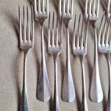Set of 10 silver metal forks