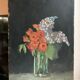painting oil on canvas still life bouquet signed vintage