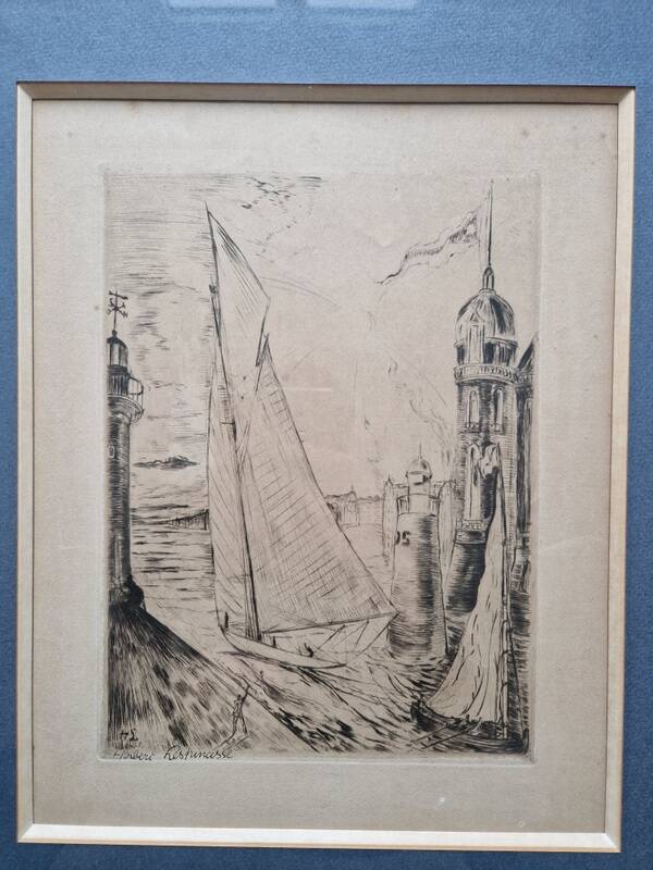 Herbert Lespinasse (1884-1972) - Engraving - The Departure of the Sailing Ship