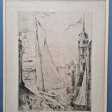 Herbert Lespinasse (1884-1972) - Engraving - The Departure of the Sailing Ship
