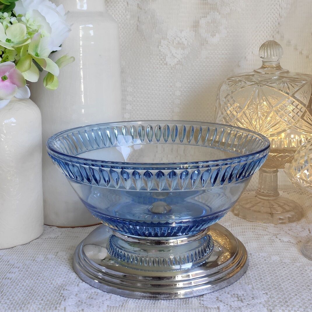 Glass and metal fruit cup