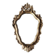 Miroir style Baroque/Rocaille. Motifs floraux, coquilles et volutes. En polyrésine à patine dorée