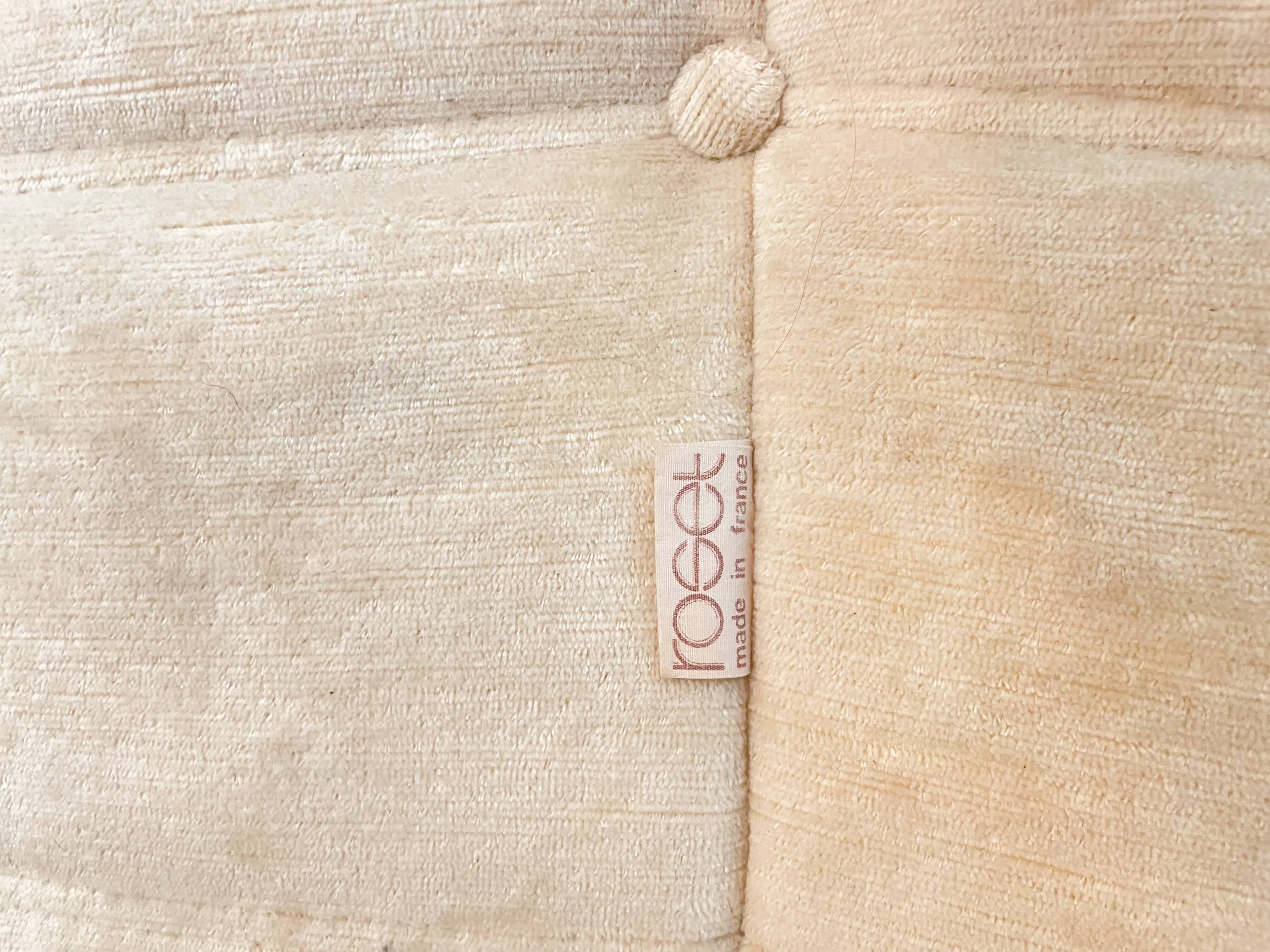 Togo sofa 3 places by Michel Ducaroy in beige velvet