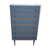 Chiffonnier vintage bleu nuit et bois