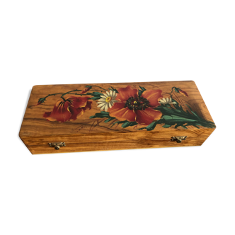 Hand-painted wooden box decorated countryside