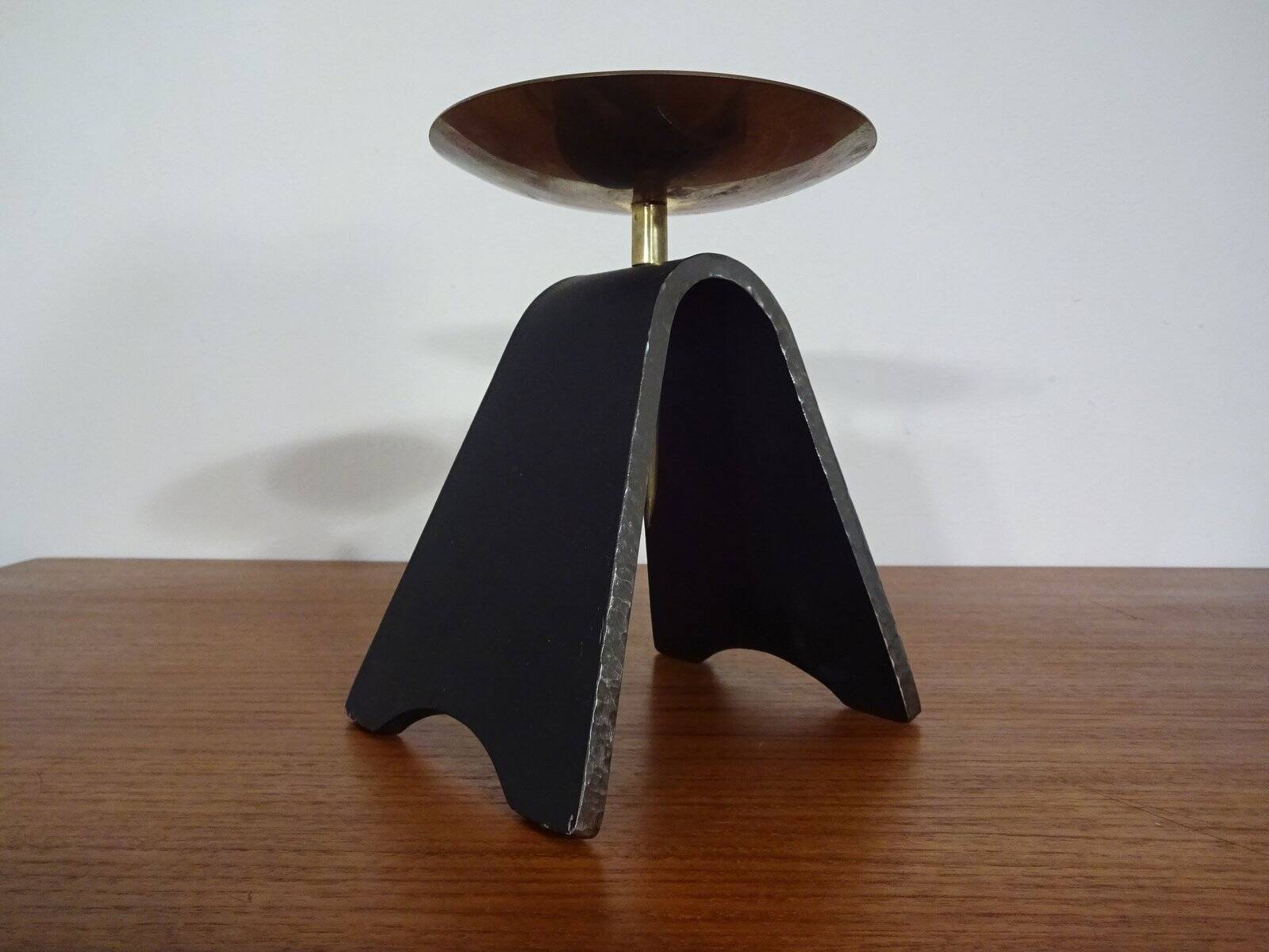 Brutalist Iron and Brass Candleholder, 1960s