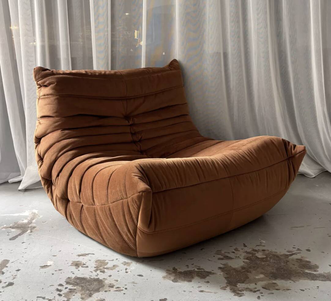 Brown Togo armchair by Michel Ducaroy