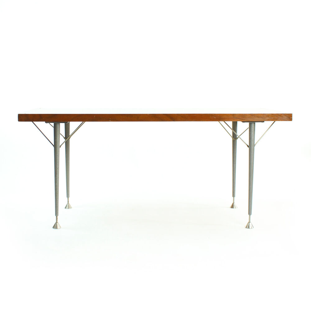 Coffee table in mahagony and metal, Czechoslovakia 1970