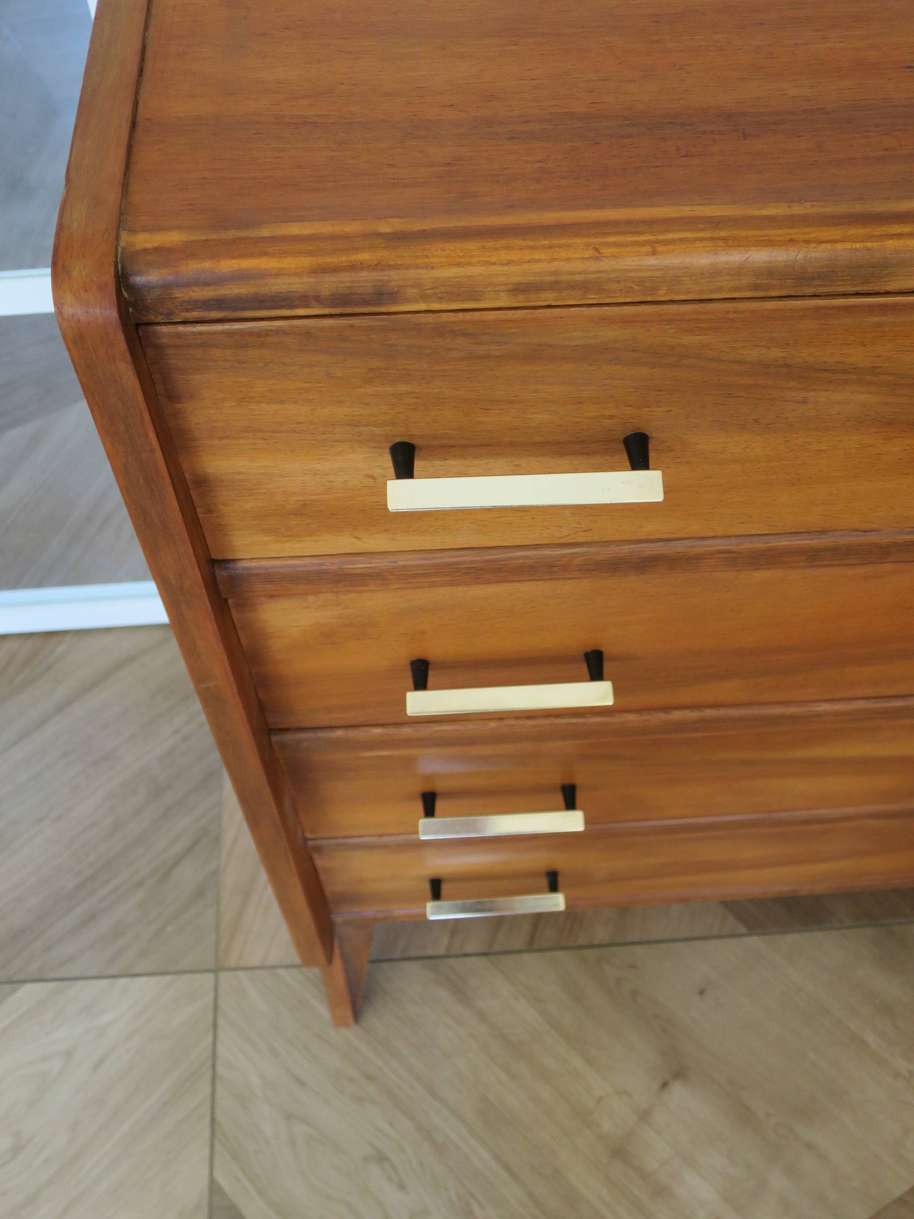 Cabinetmaker's chest of drawers - 4 drawers - golden oak - with oblique profile - compass feet - 1950