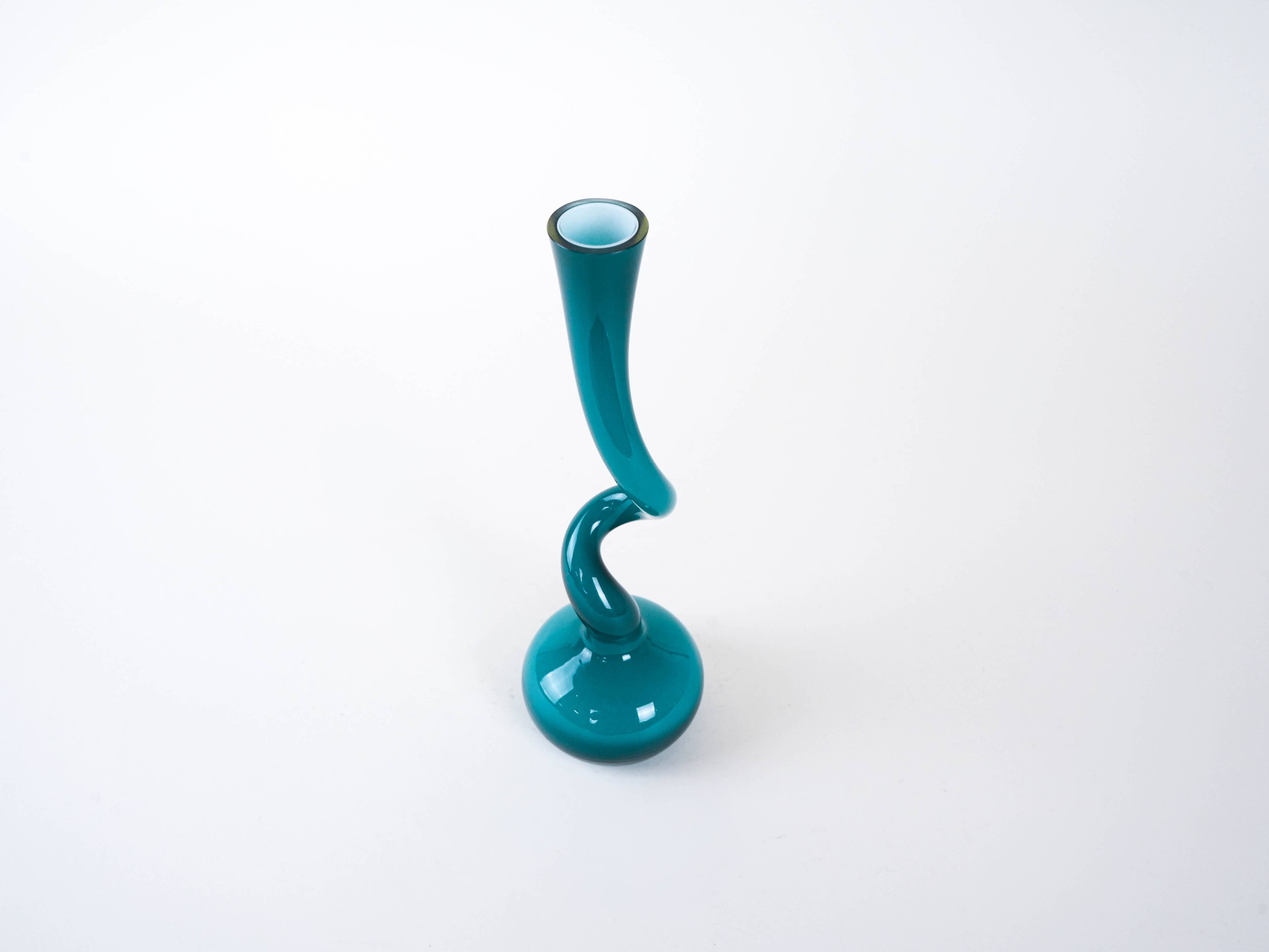 Turquoise vase, Swing Vase, Danish design, manufactured by Normann Copenhag