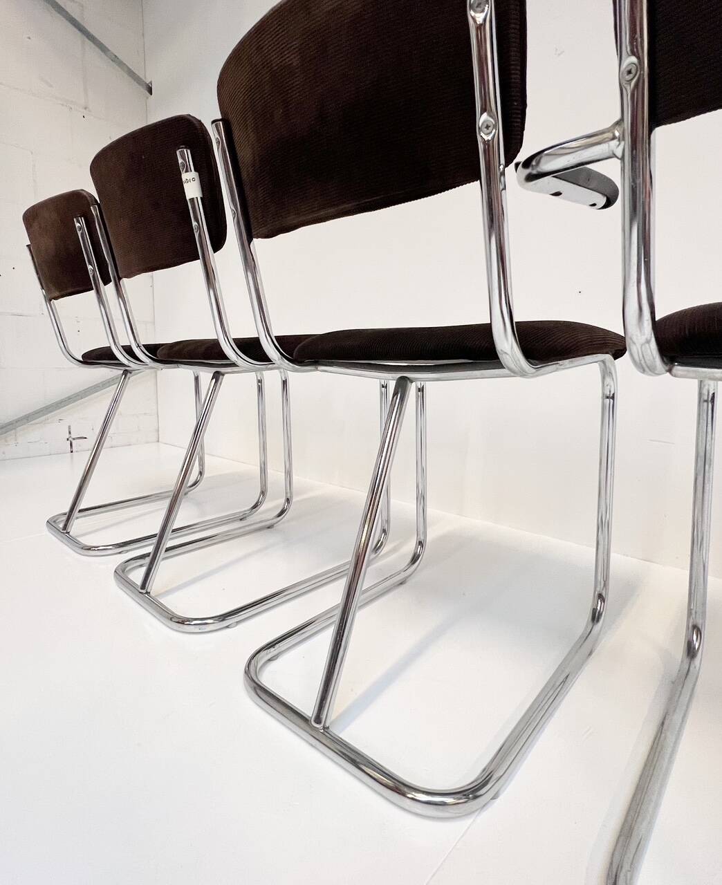 Set metal dining chairs in Gispen style (4), 1970s