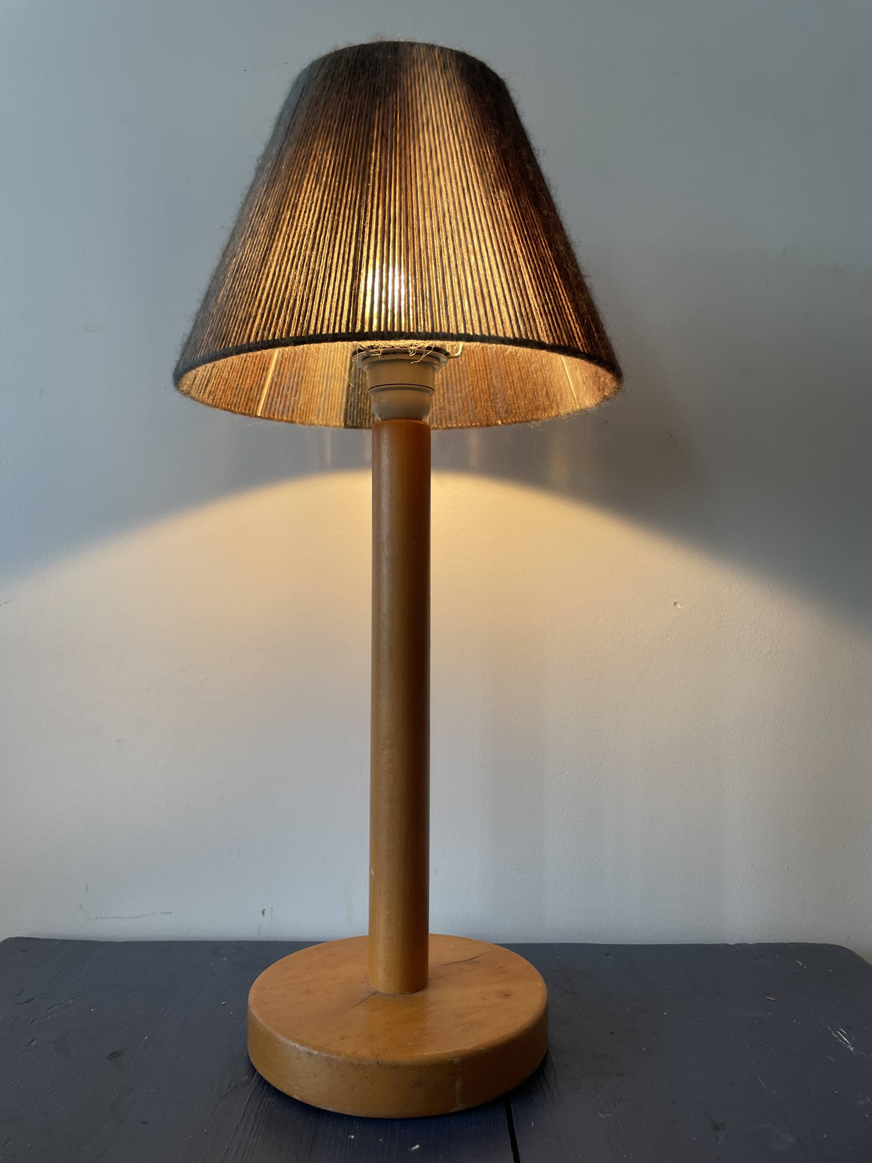 Vintage blond wooden lamp
