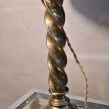 Antique petrol bronze lamp electrifiee 1920 lampshade pleated 52x26