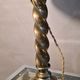 Antique petrol bronze lamp electrifiee 1920 lampshade pleated 52x26