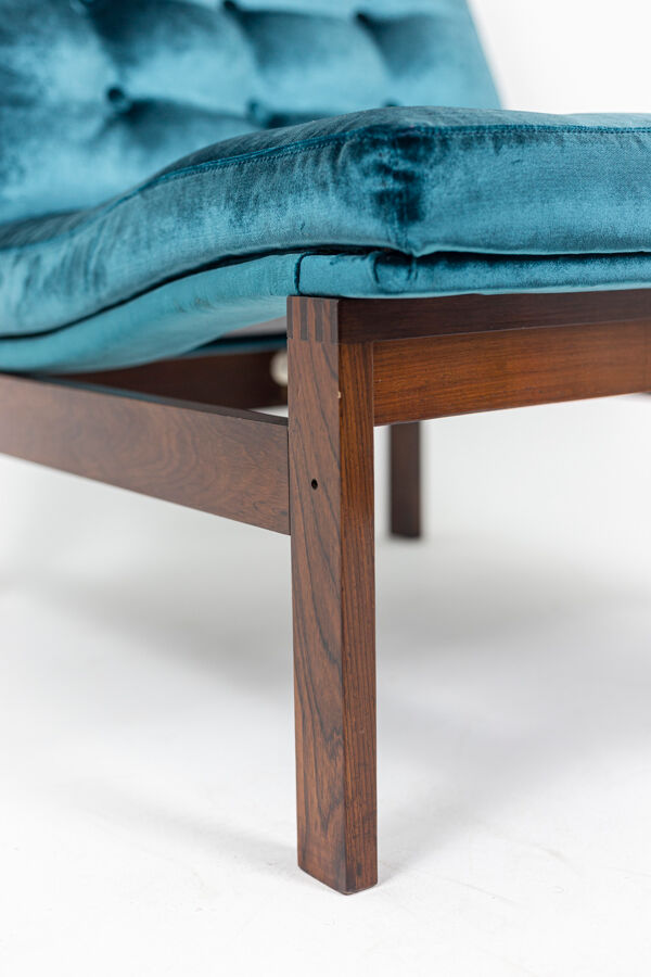 Chauffeuse danoise en palissandre et velours bleu, 1962 France & Søn