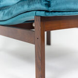 France & Søn, Danish rosewood and blue velvet heater, 1962