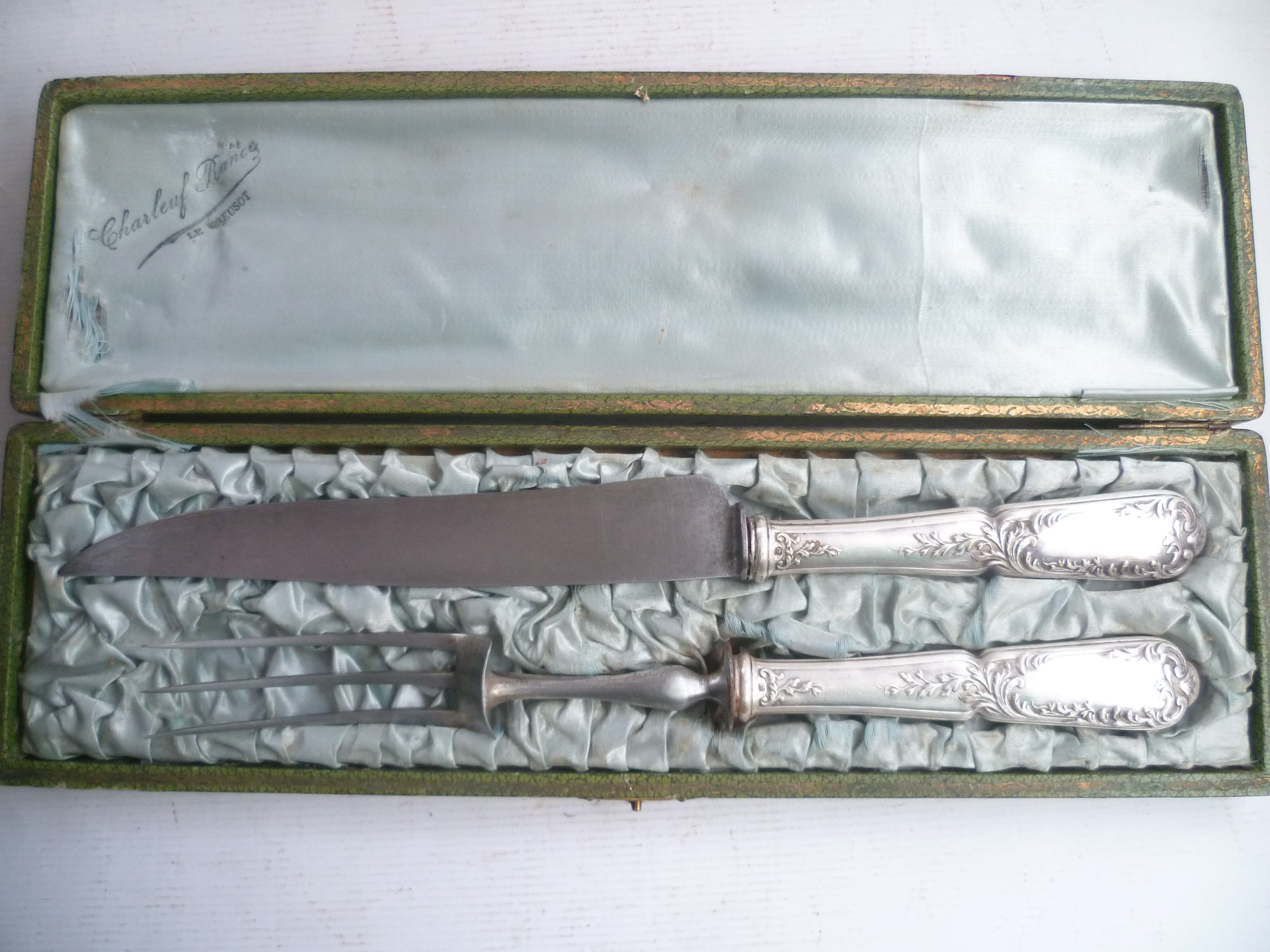 Meat cutting service in silver plate art nouveau