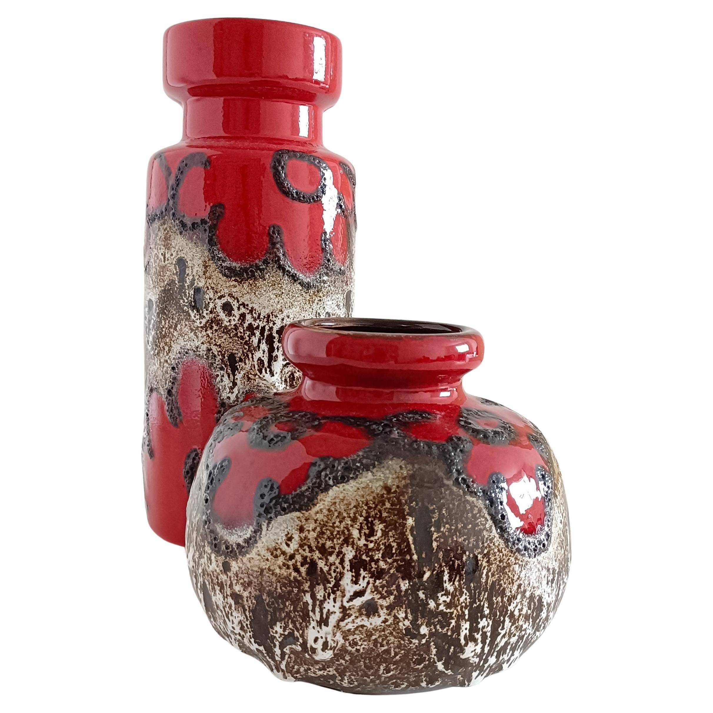 Vases en céramique Scheurich de style mid-century modern, Allemagne de l'Ouest, années 1960.