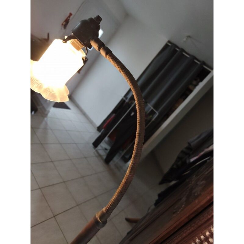 Brass floor lamp with glass shade