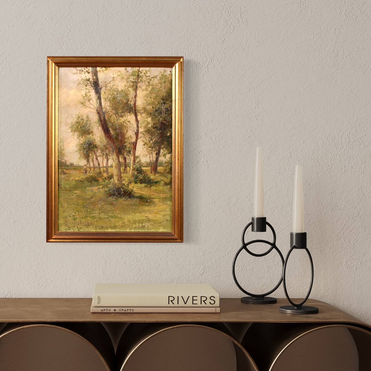 Painting landscape signed by M. Gheduzzi from the 40s