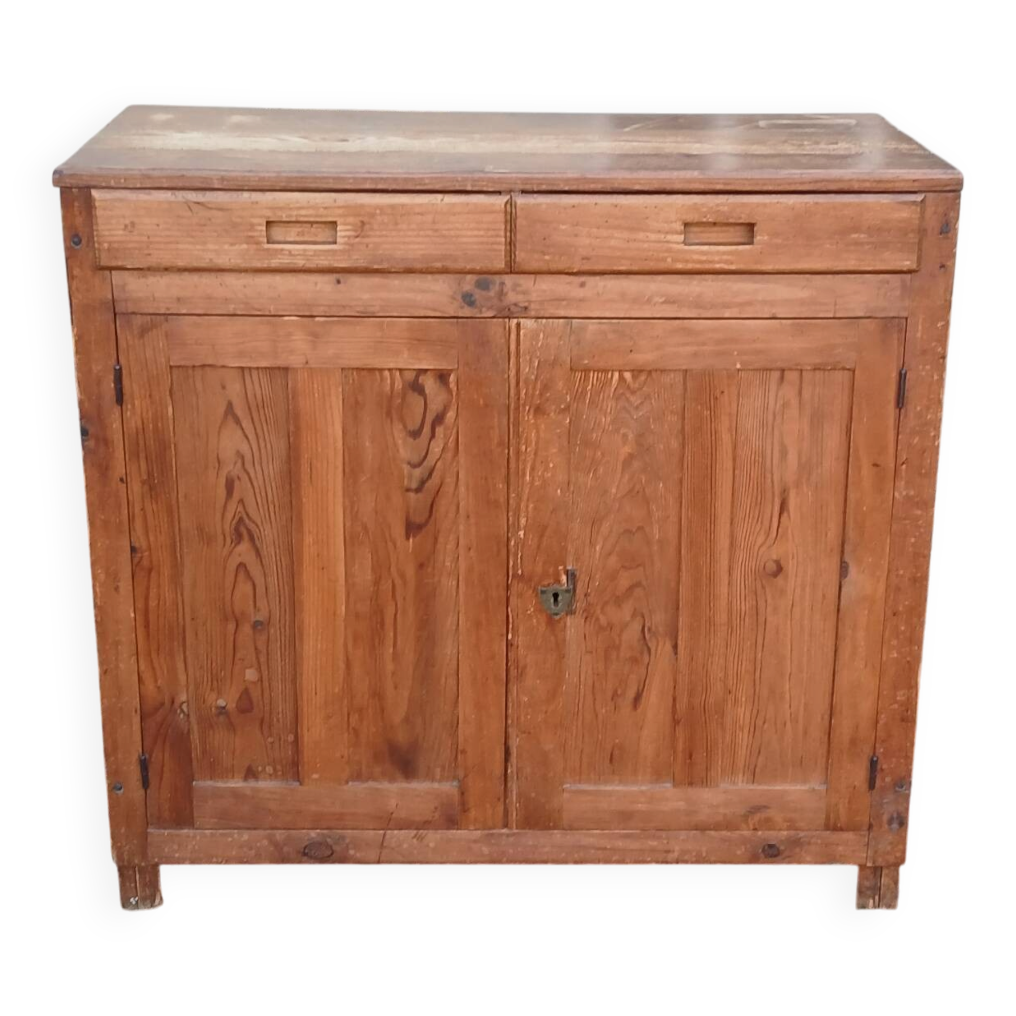 Vintage Parisian buffet in raw wood - 2 doors, 2 drawers