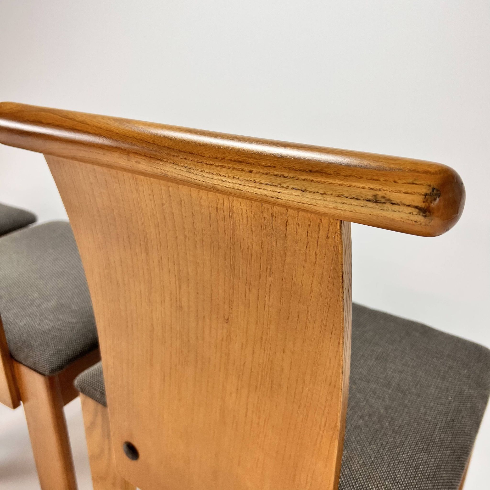 Set of 4 Italian Design Birchwood Dining Chairs, 1970s