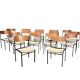 🪑 Set of 18 vintage wood and metal chairs – fabric seat