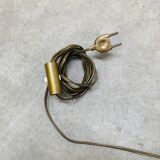 1950s tripod floor lamp, brass and black metal