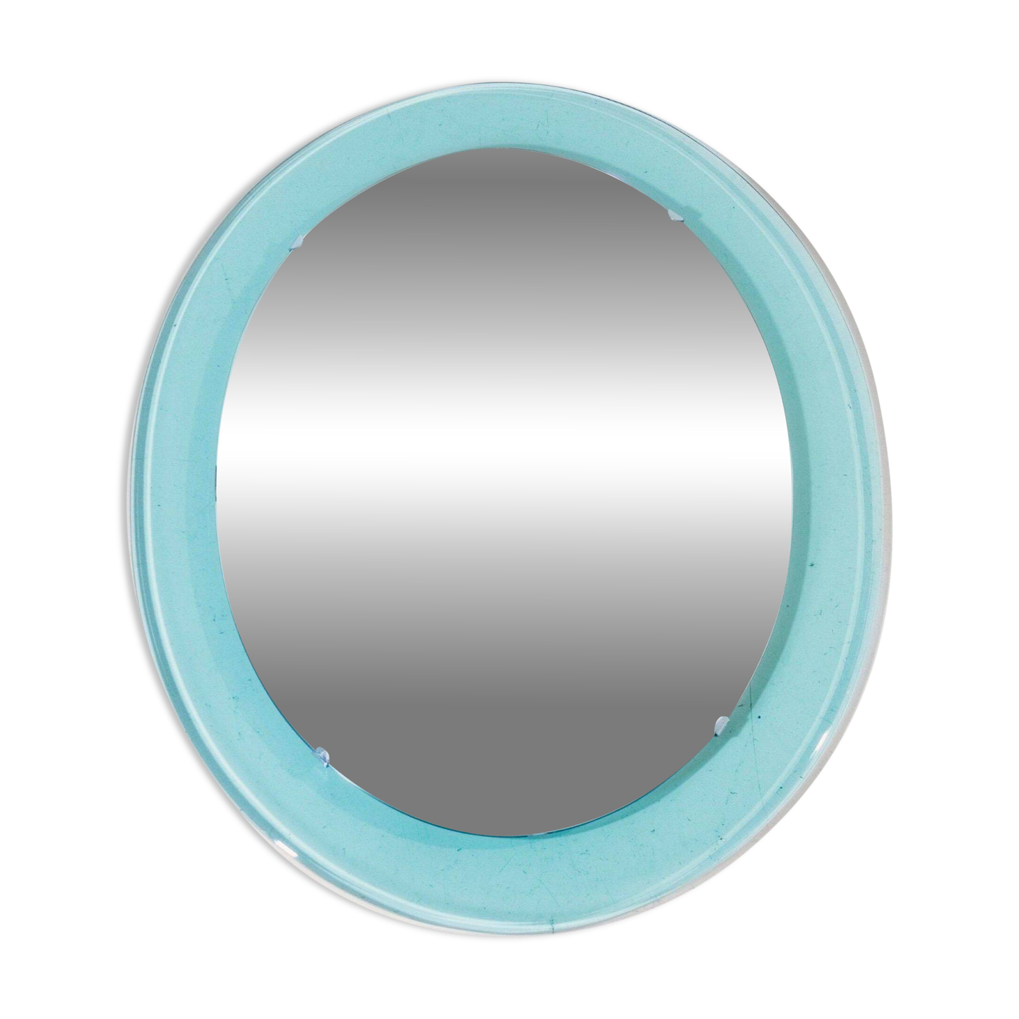 Vintage Beveled Glass Oval Mirror by A. Lupi for Cristal Luxor, Italy 1970