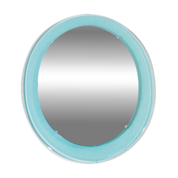 Miroir ovale en verre biseauté vintage par A. Lupi pour Cristal Luxor, Italie 1970