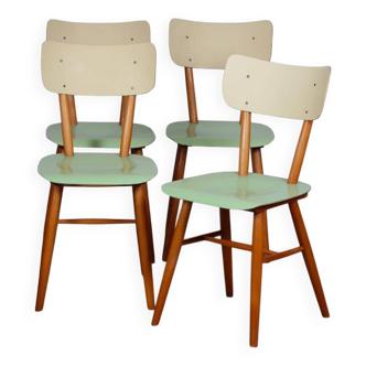 Set of 4 vintage wooden chairs, produced by Ton, 1960