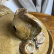 Art Ceramic stoneware dish with lid in the shape of a hen
