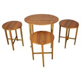 Restored Danish folding teak table with three nesting chairs by Poul Hundevad