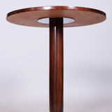 Art deco walnut chrome round table Jindrich Halabala 1930s Czechia