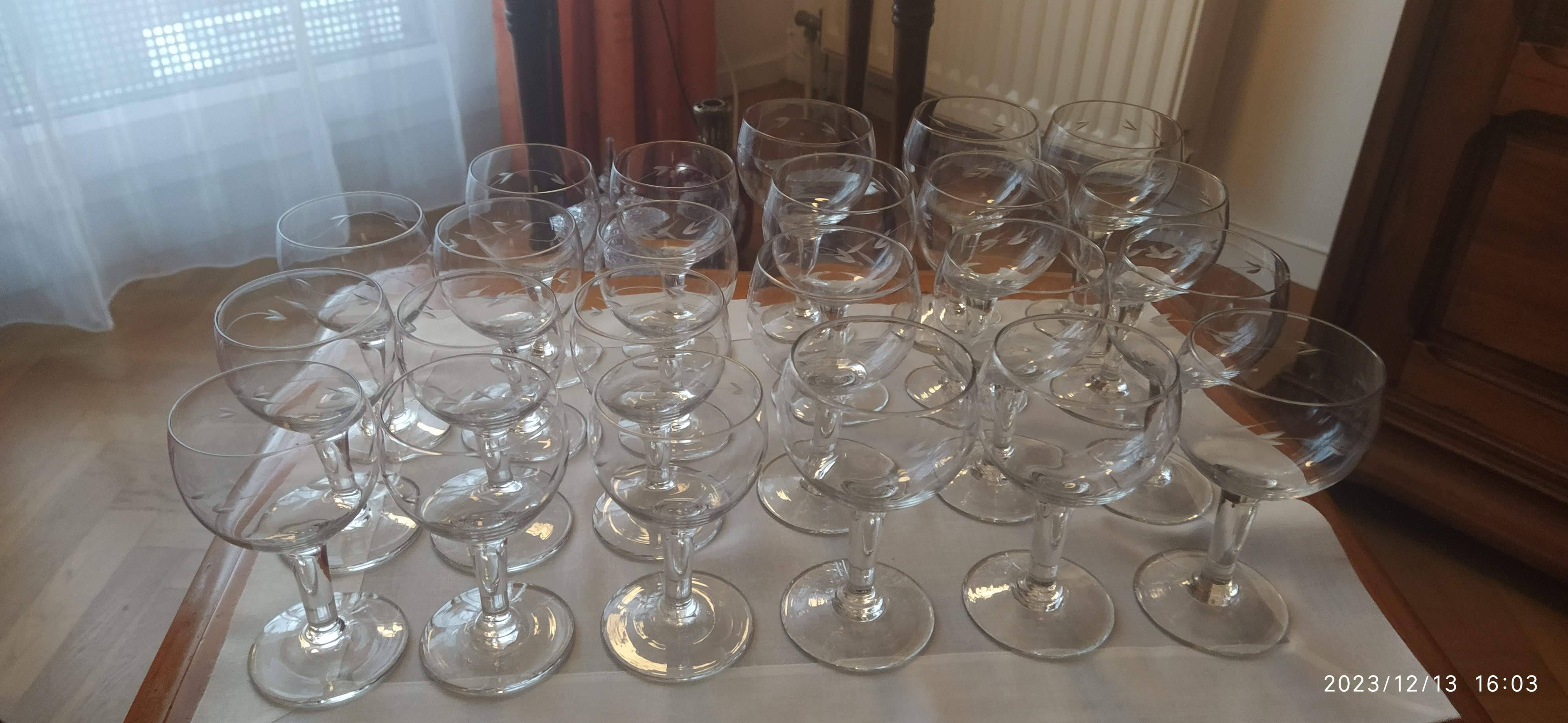 Set of water and wine glasses