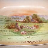Plat en faience de Limoge, Paysage pastoral 51 cm