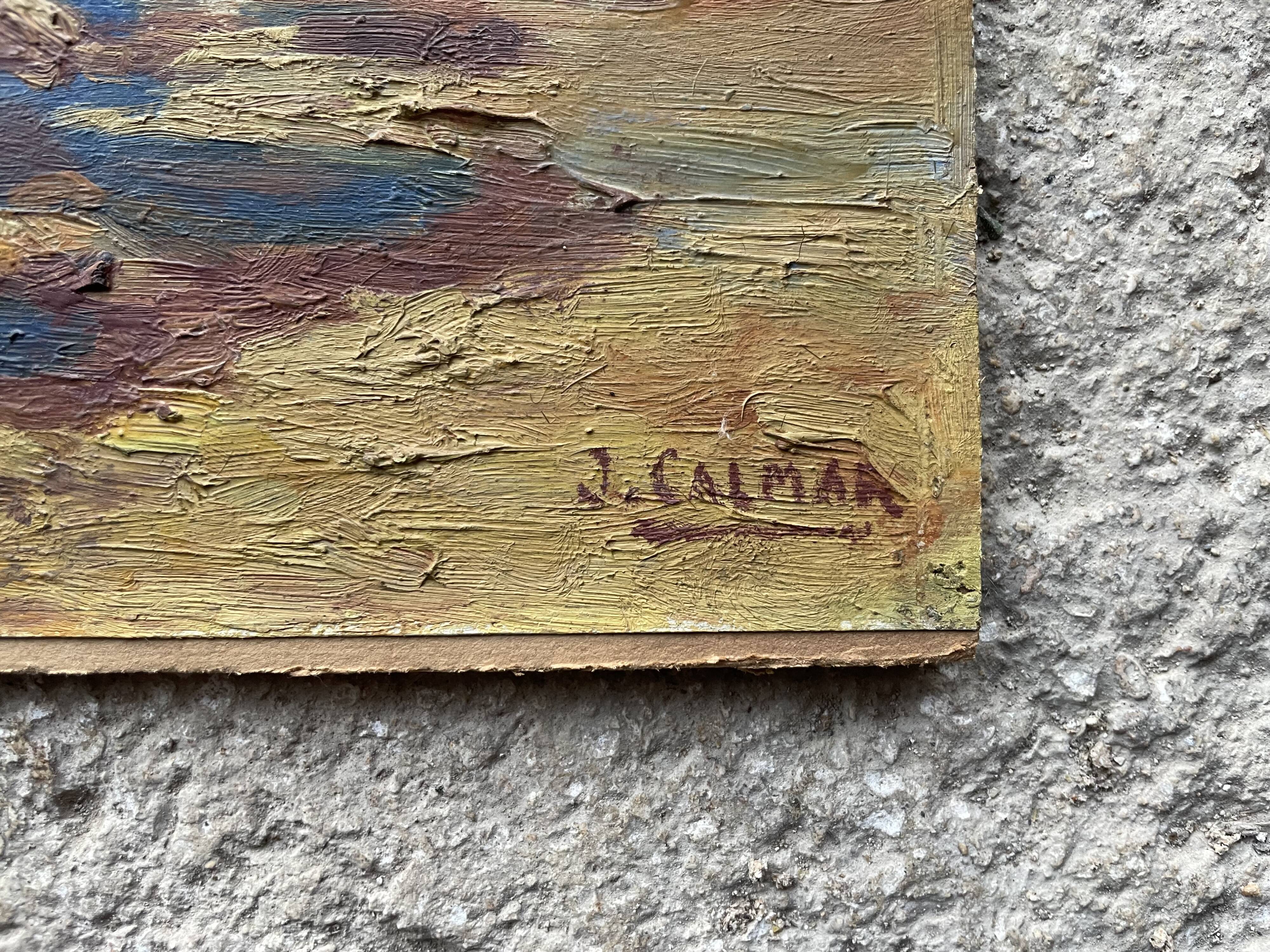 Old oil on cardboard signed