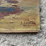 Old oil on cardboard signed