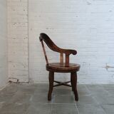 Antique oakwood barber armchair