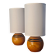 Pair of vintage wooden ball lamps, Scandinavian style bedside lamps, 32 x 14 cm, very good