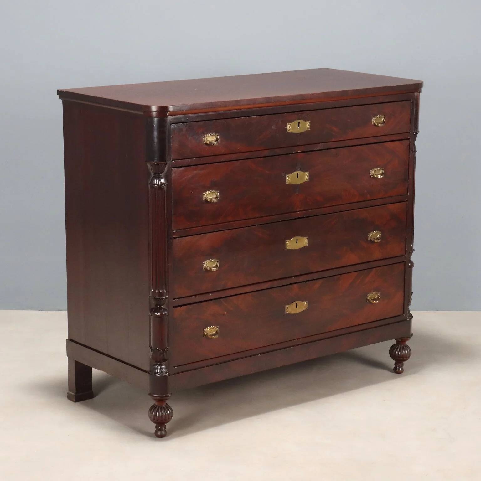 Commode 4 tiroirs en acajou, XIXe siècle